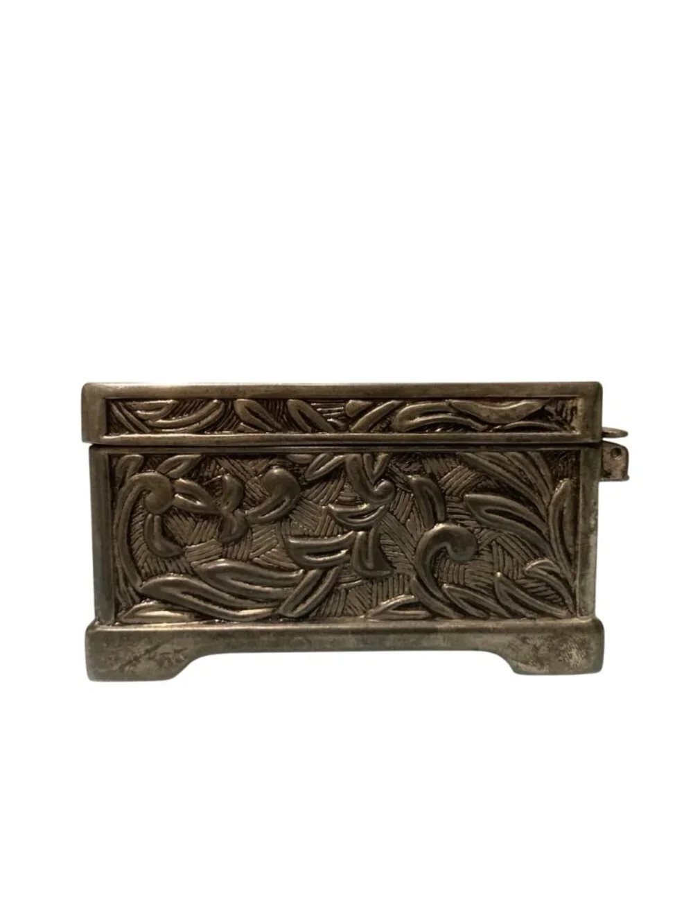 Godinger Ornate Silver-Plated  Jewelry Box With Floral Embossing
